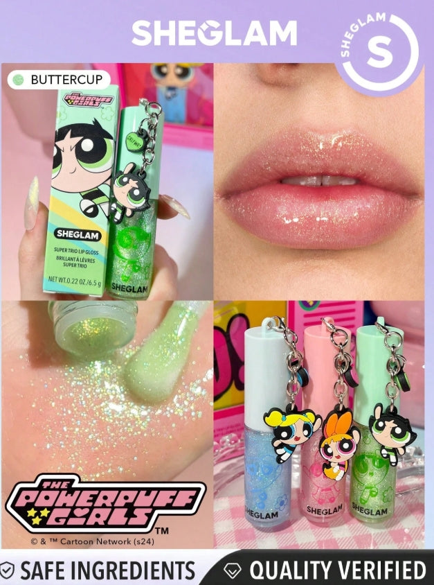The Powerpuff Girls X SHEGLAM Super Trio Lip Gloss
