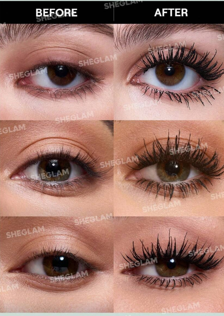 SHEGLAM Mascara Tout-En-Un Volume Et Longueur 2 En 1 Waterproof Volumisant Brosse à Double Embou