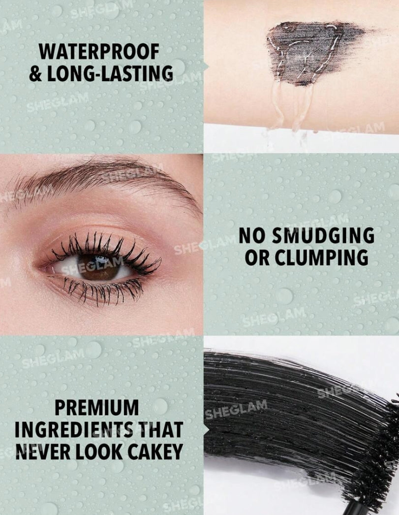 SHEGLAM Mascara Tout-En-Un Volume Et Longueur 2 En 1 Waterproof Volumisant Brosse à Double Embou