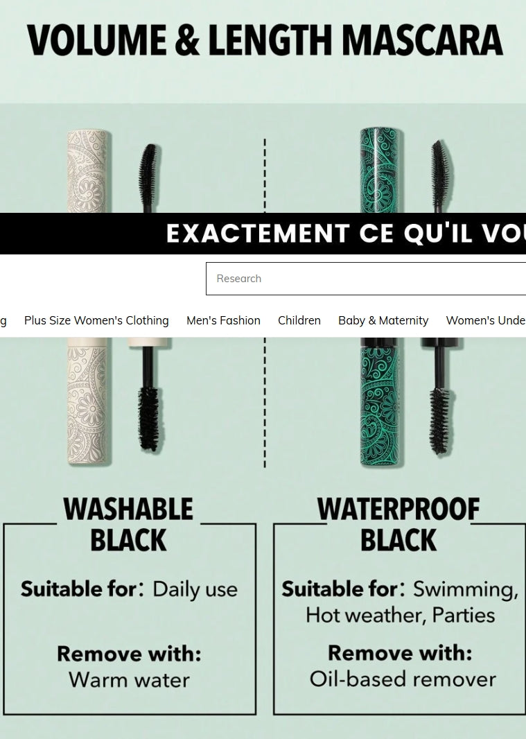SHEGLAM Mascara Tout-En-Un Volume Et Longueur 2 En 1 Waterproof Volumisant Brosse à Double Embou