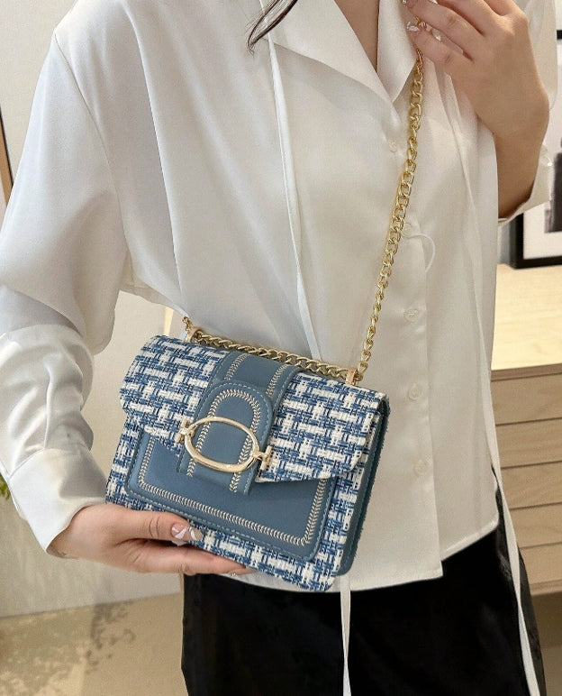 Mini sac bandoulière en tweed à la mode, sac à bandoulière pour femme,
