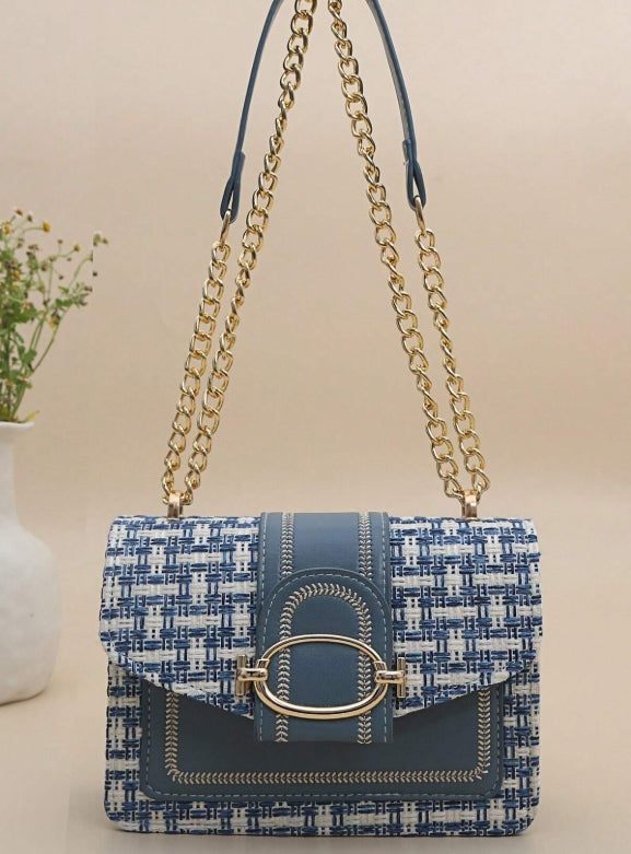 Mini sac bandoulière en tweed à la mode, sac à bandoulière pour femme,