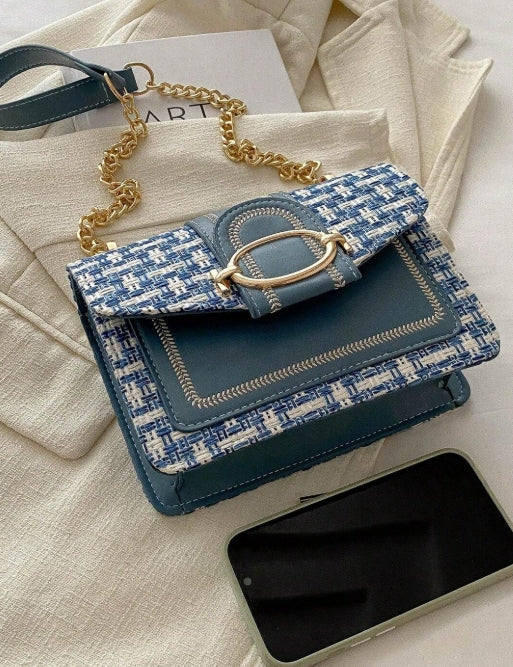 Mini sac bandoulière en tweed à la mode, sac à bandoulière pour femme,