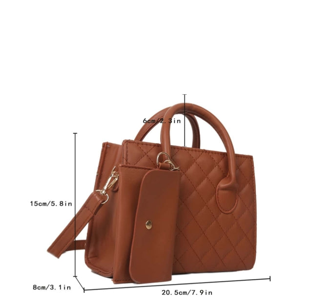 Sac carré matelassé imperméable, léger et décontracté avec petite pochette