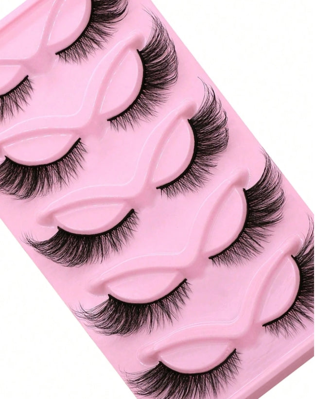 5 paires de faux-cils en œil de chat , faux-cils longs