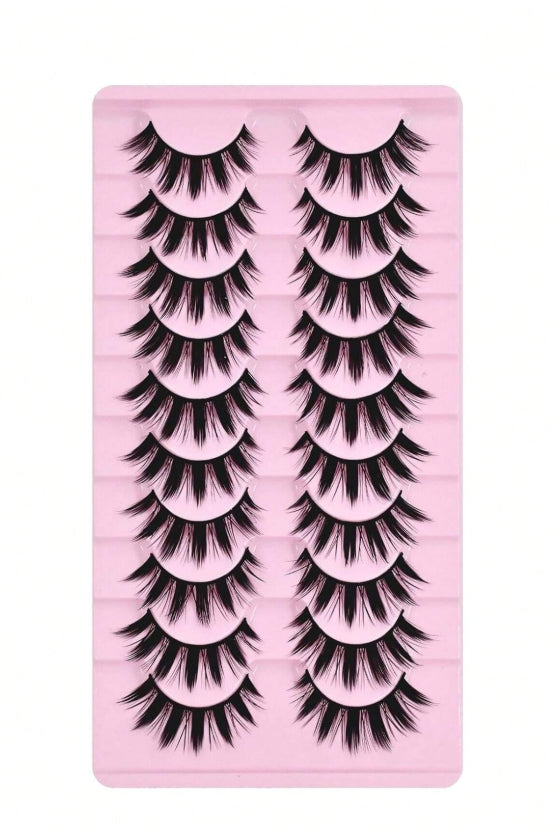 10 paires de faux cils épais style anime/manga