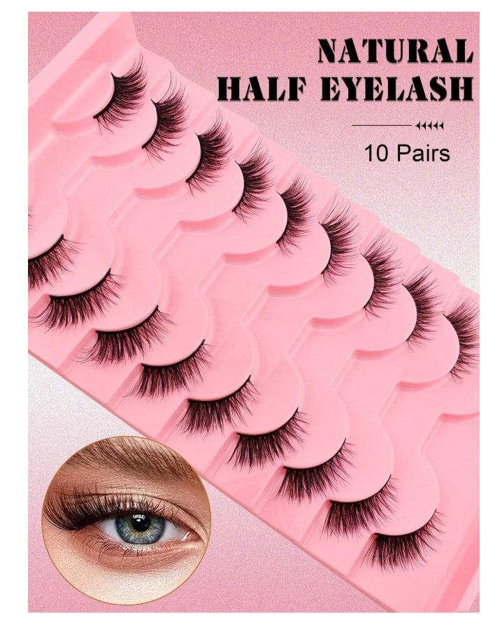 10 paires de faux-cils mi-longueur au look naturel