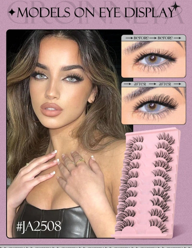 GROINNEYA 10 paires de faux cils dramatiques surdimensionnés