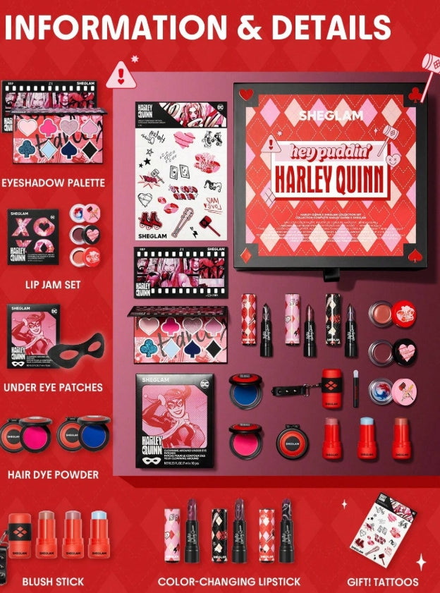 Harley Quinn X SHEGLAM Collection Set Saint Valentin DéCor Amour Cadeau Hiver Y2K Maquillage FêTe
