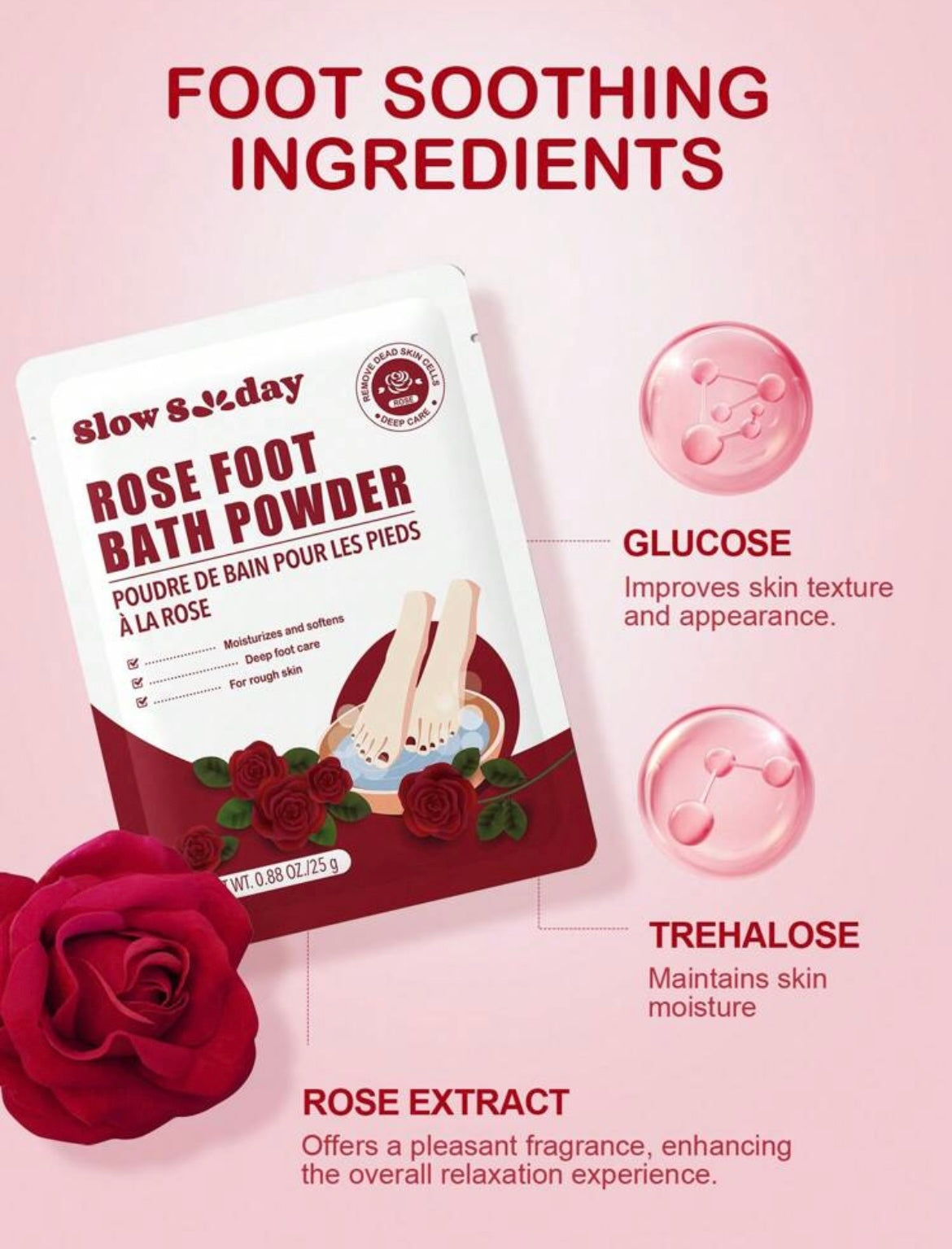 Poudre pour bain de pieds à la rose SlowSunday