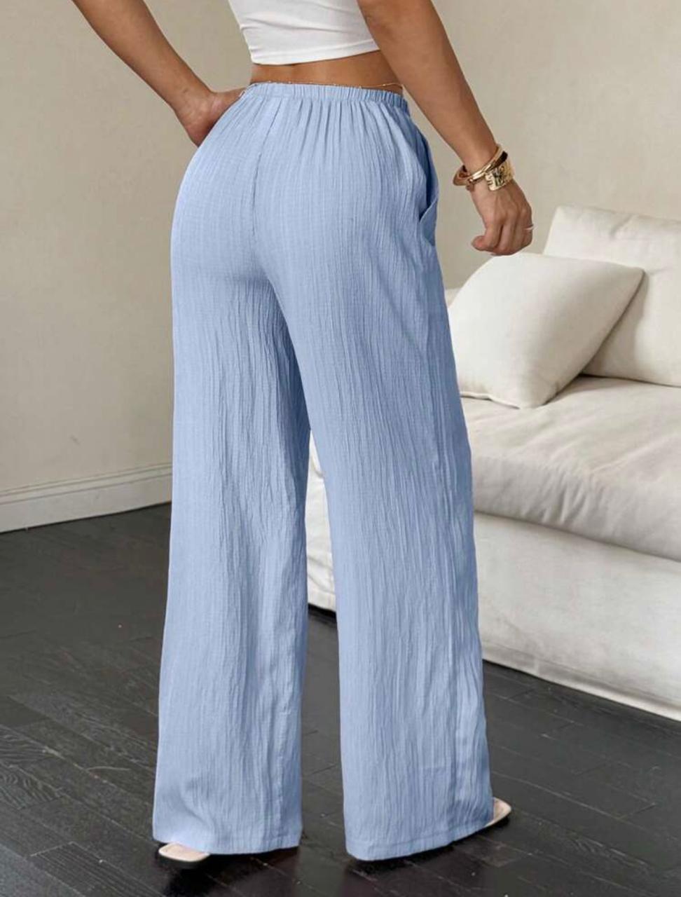 Flirla Women's Solid Color Fashionable Long Pants, Suitable For Summer