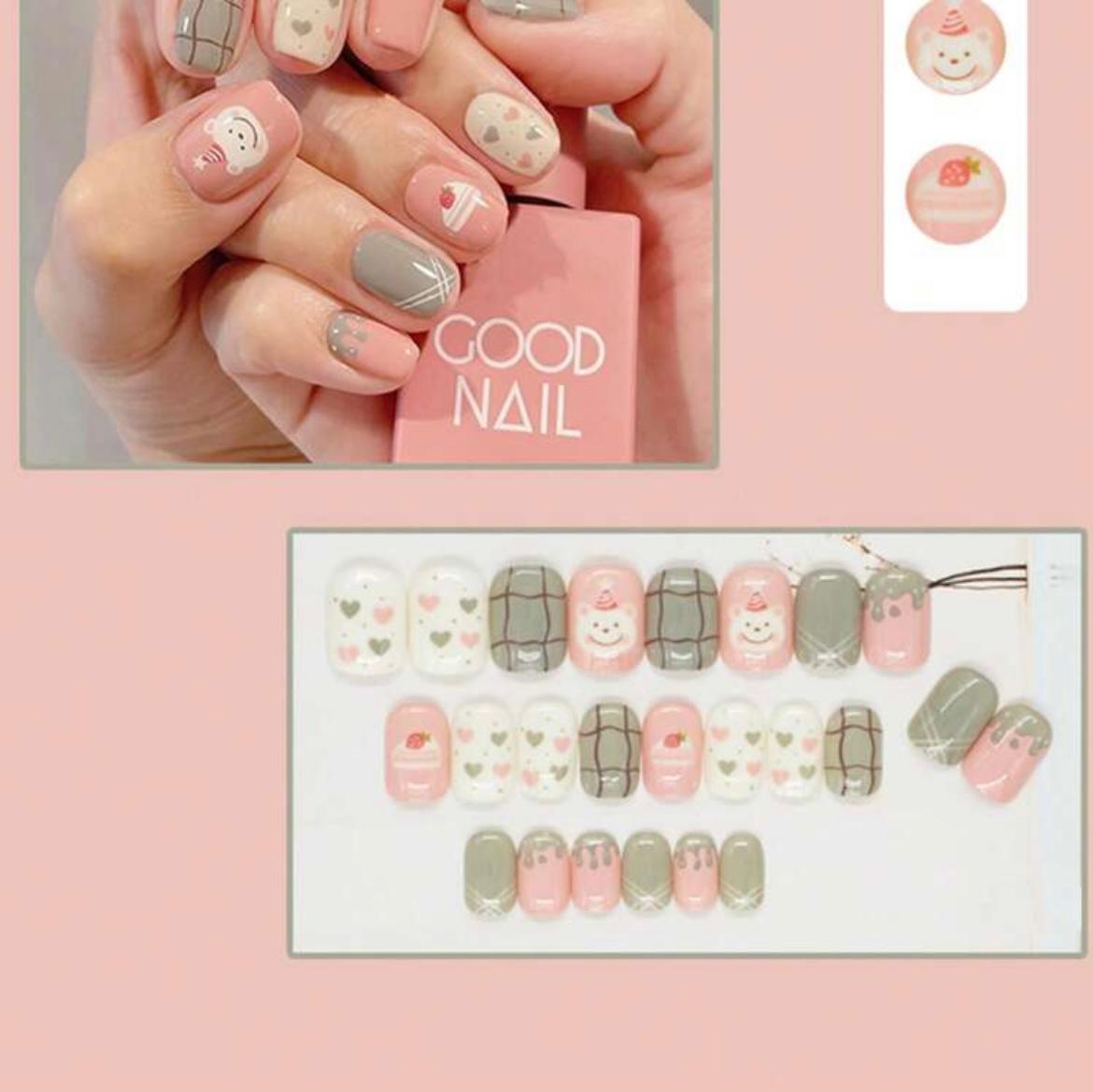 24pcs Christmas Elements Glossy Short Squar