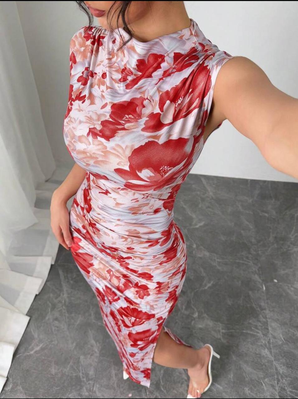 Firerie Women Watercolor Floral Print Slim-Fit
