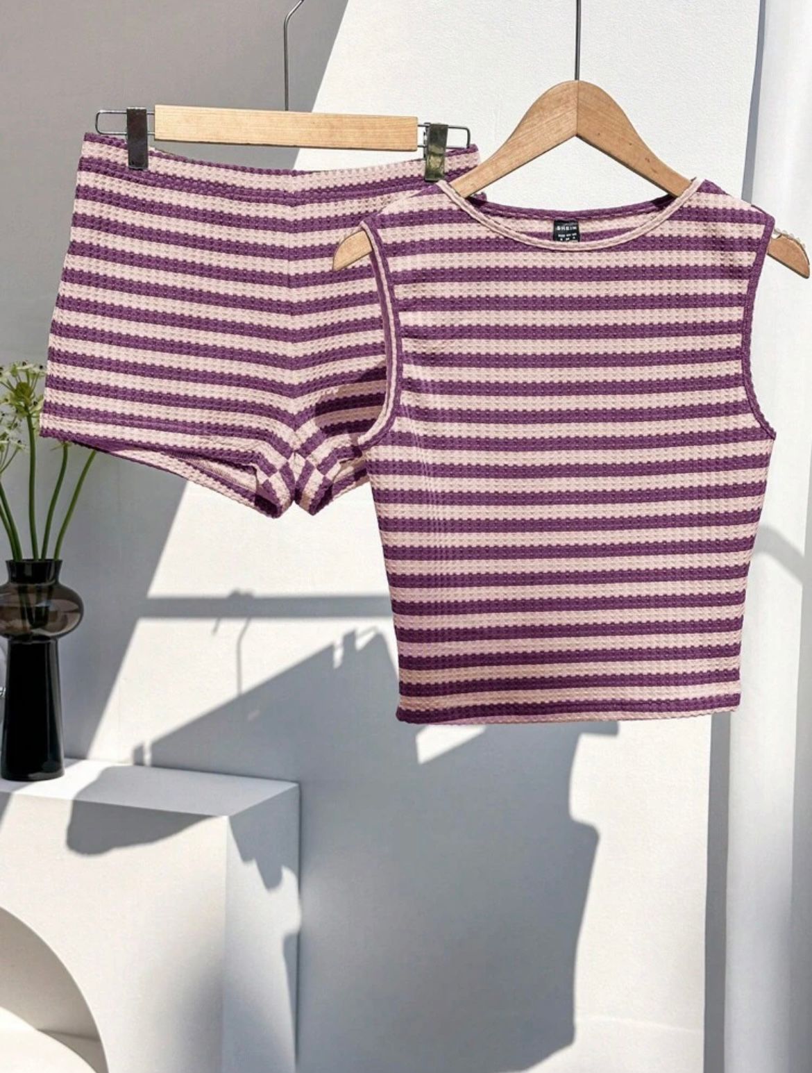Comfortcana 2pcs/Set Summer Women Striped