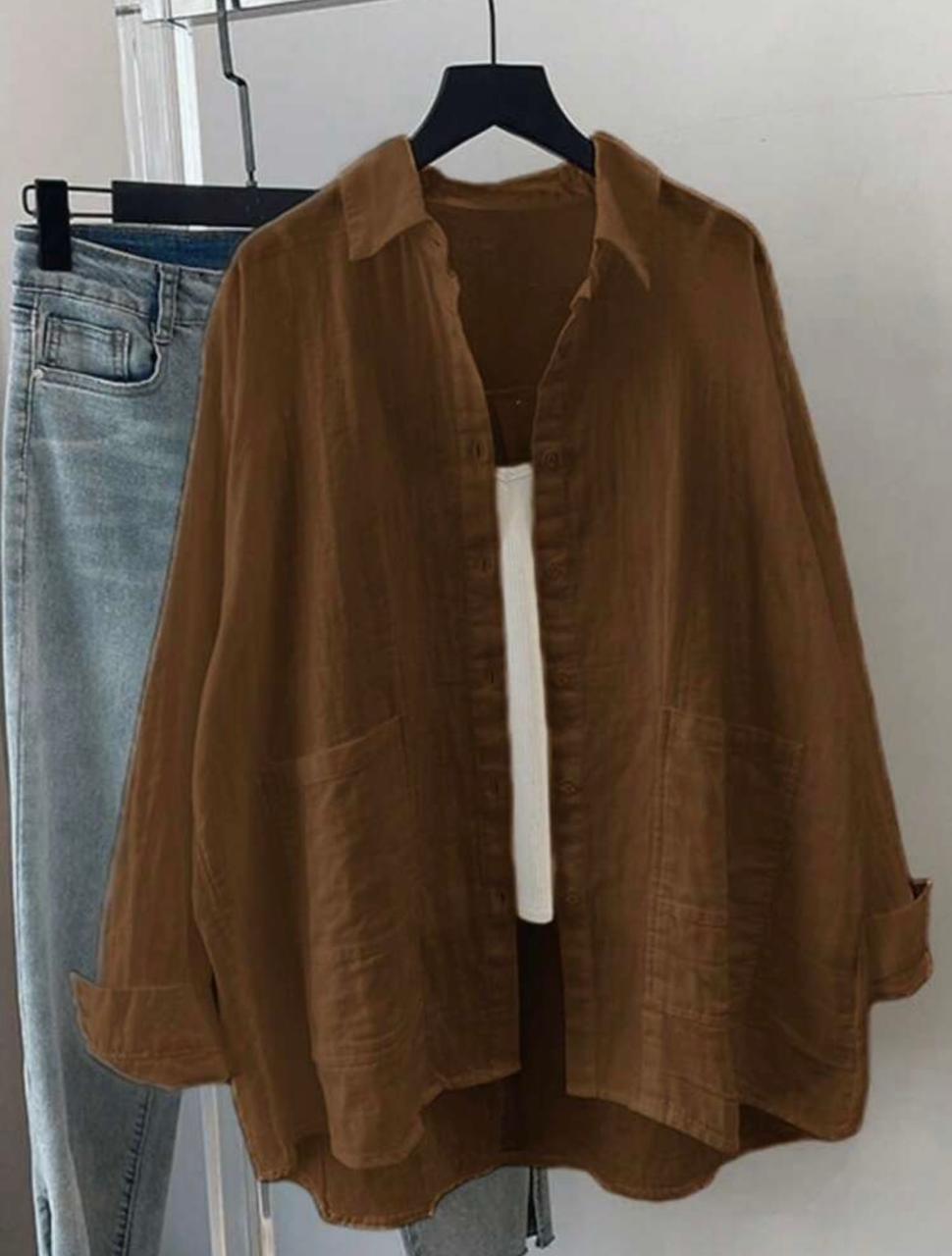 Women's Solid Color Loose Casual Long Sleeve Blouse, Spring/Summer