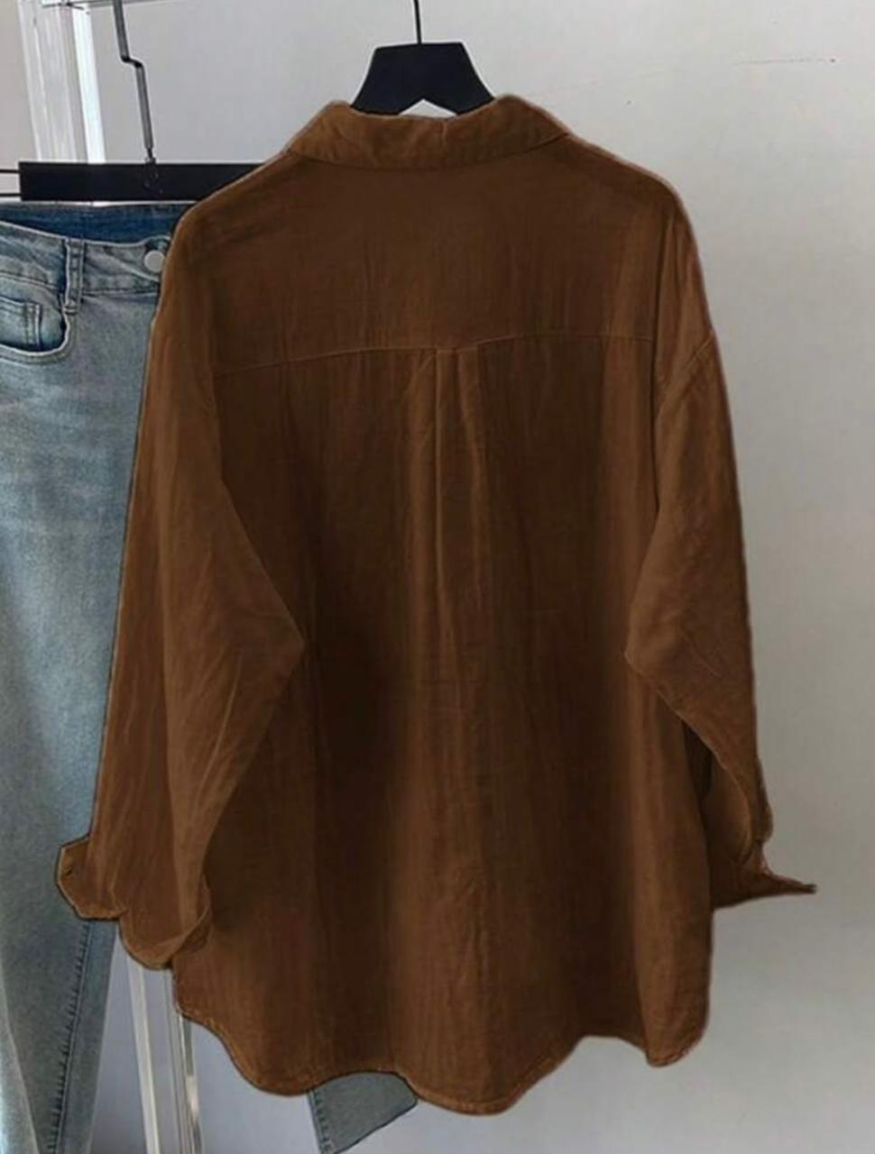 Women's Solid Color Loose Casual Long Sleeve Blouse, Spring/Summer