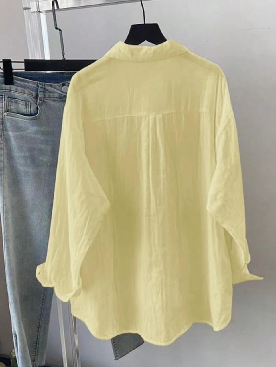 Women's Solid Color Loose Casual Long Sleeve Blouse, Spring/Summer