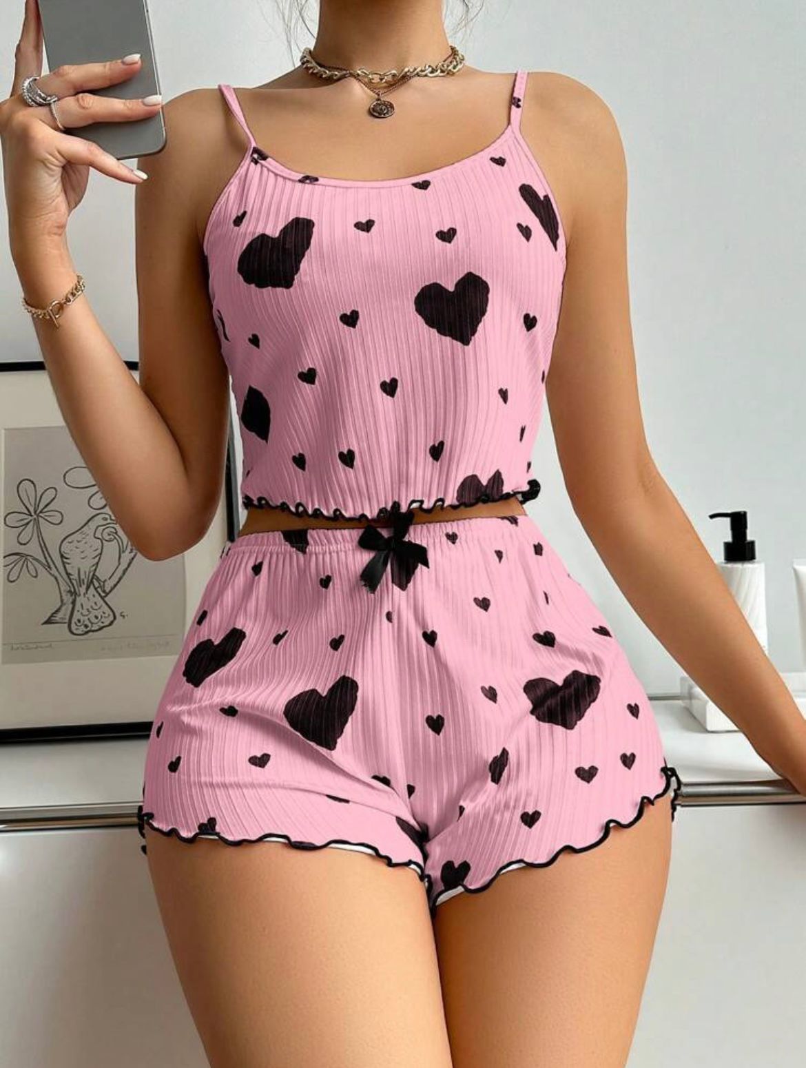 Top and short set PJ