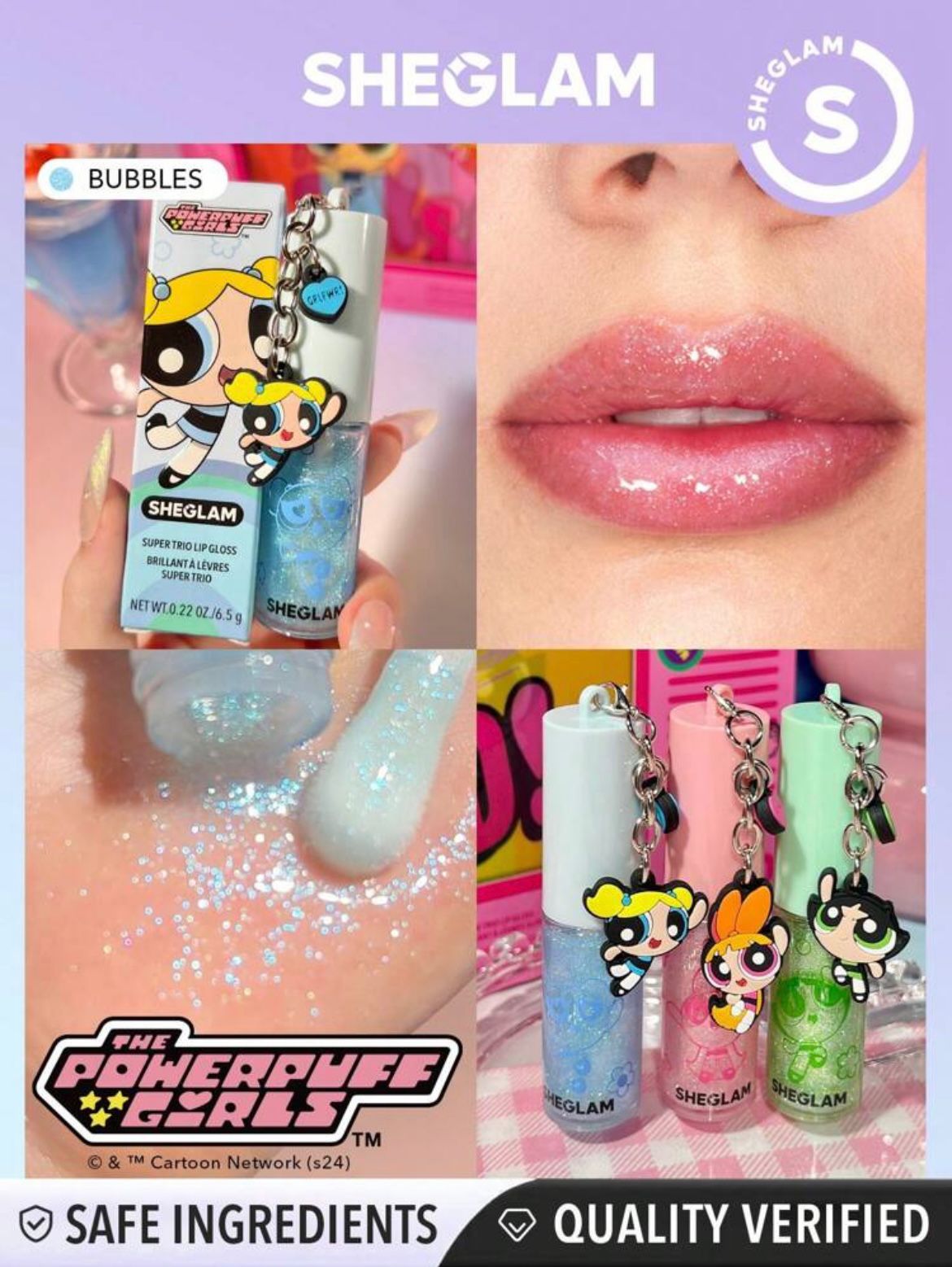 The Powerpuff Girls X SHEGLAM Super Trio Lip Gloss