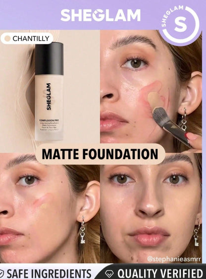 SHEGLAM Fond De Teint Mat Respirant Longue Tenue Complexion Pro-