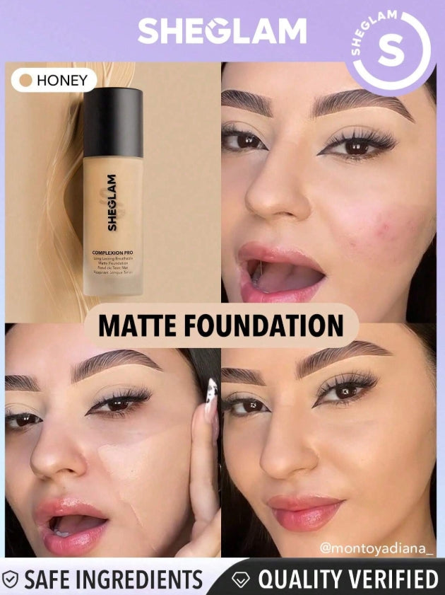 SHEGLAM Fond De Teint Mat Respirant Longue Tenue Complexion Pro-