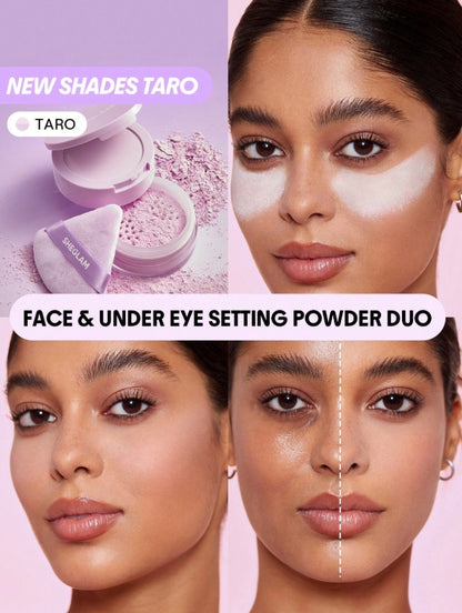 SHEGLAM Poudre Fixatrice Visage Et Contour Des Yeux Insta-Ready Duo-Taro Poudre Compacte LéGèRe à Couvrance Totale