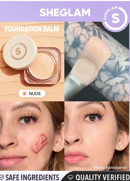 SHEGLAM Full Coverage Foundation Balm-Acorn Long Lasting Full Cover Poreless Flawless Non-Fading Oil