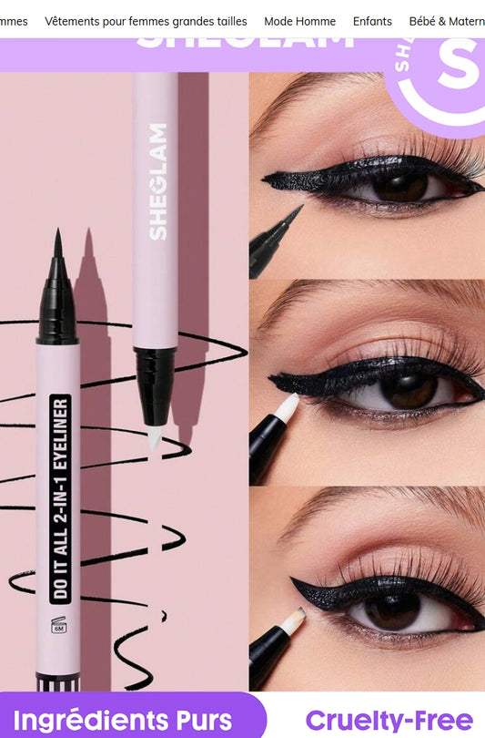 SHEGLAM Eyeliner 2 En 1 Do It All Eyeliner Mat ImperméAble Avec Dissolvant