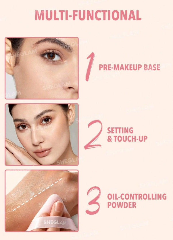 SHEGLAM Poudre Fixatrice RafraîChissante Hydro-Touch Poudre Fixatrice Libre à Base D'Eau Et De ContrôLe Du SéBum