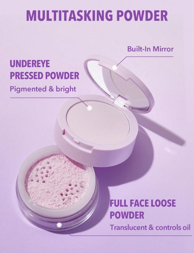 SHEGLAM Poudre Fixatrice Visage Et Contour Des Yeux Insta-Ready Duo-Taro Poudre Compacte LéGèRe à Couvrance Totale