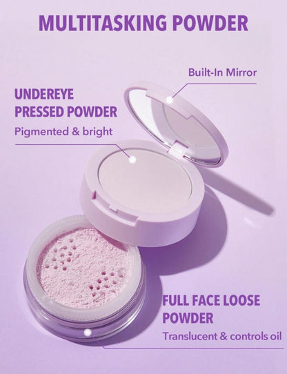 SHEGLAM Poudre Fixatrice Visage Et Contour Des Yeux Insta-Ready Duo-Taro Poudre Compacte LéGèRe à Couvrance Totale
