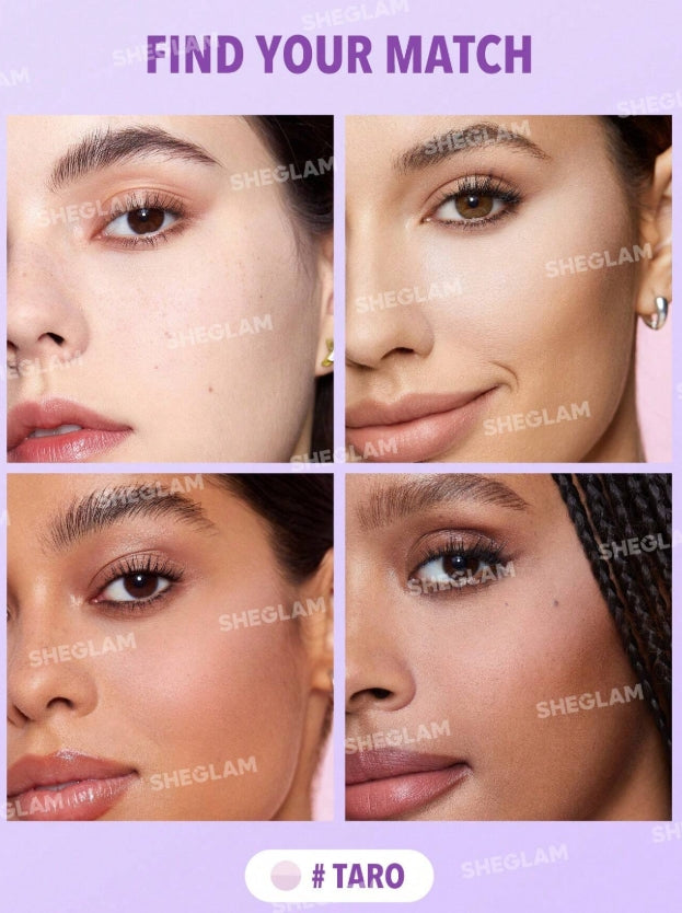 SHEGLAM Poudre Fixatrice Visage Et Contour Des Yeux Insta-Ready Duo-Taro Poudre Compacte LéGèRe à Couvrance Totale