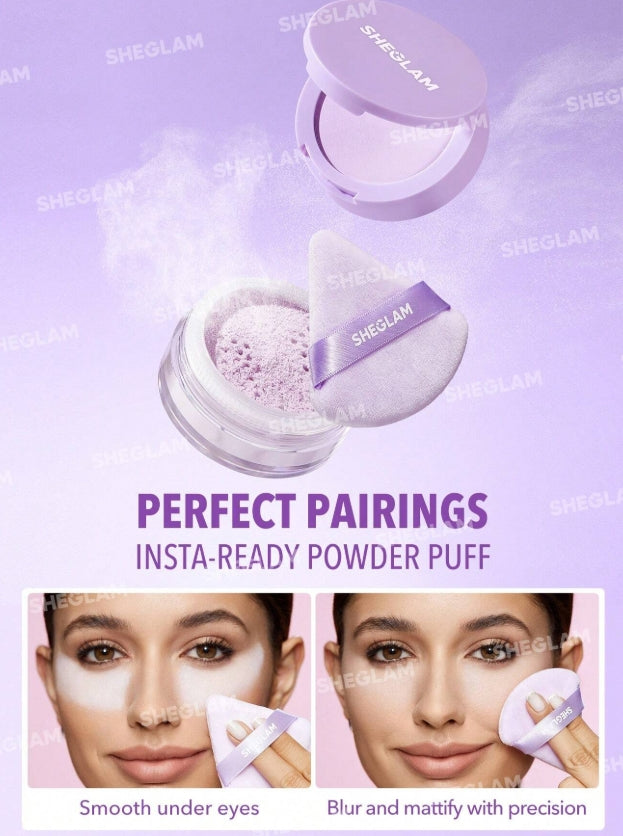 SHEGLAM Poudre Fixatrice Visage Et Contour Des Yeux Insta-Ready Duo-Taro Poudre Compacte LéGèRe à Couvrance Totale