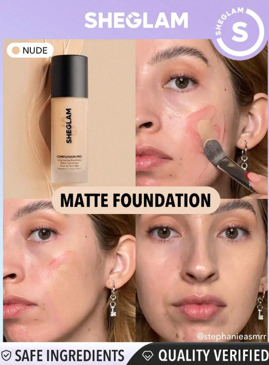 SHEGLAM Fond De Teint Mat Respirant Longue Tenue Complexion Pro-