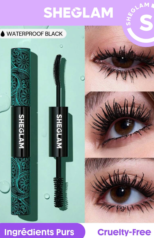 SHEGLAM Mascara Tout-En-Un Volume Et Longueur 2 En 1 Waterproof Volumisant Brosse à Double Embou