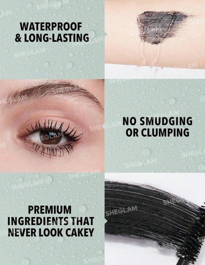 SHEGLAM Mascara Tout-En-Un Volume Et Longueur 2 En 1 Waterproof Volumisant Brosse à Double Embou