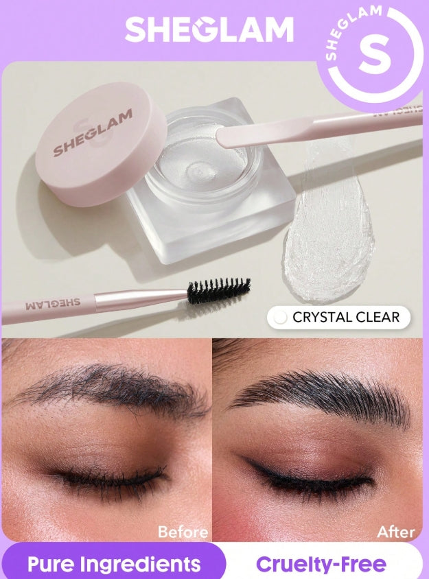 SHEGLAM Set Me Up Brow Hold-Crystal Clear Gel Pour Sourcils ImperméAble Sans Bavures Cire Pour Sourcils