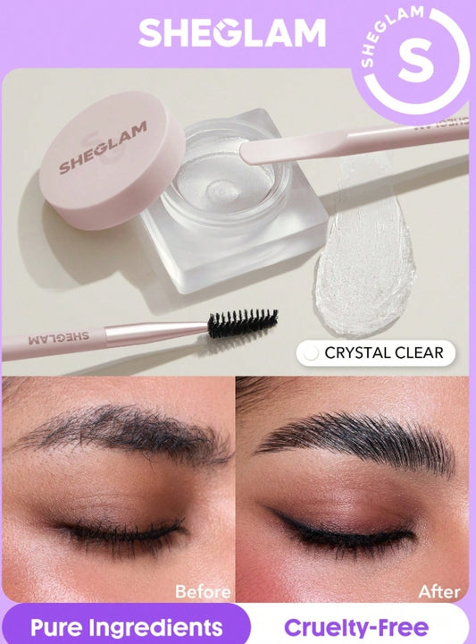 SHEGLAM Set Me Up Brow Hold-Crystal Clear Gel Pour Sourcils ImperméAble Sans Bavures Cire Pour Sourcils