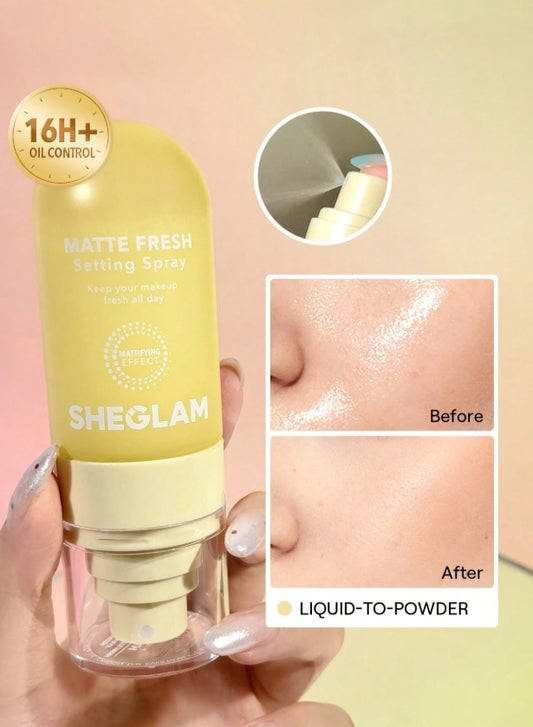 SHEGLAM Matte Fresh Setting Spray Ultra Matte Liquid-To-Powder Long Lasting Makeup Locking Spray Oil-Control