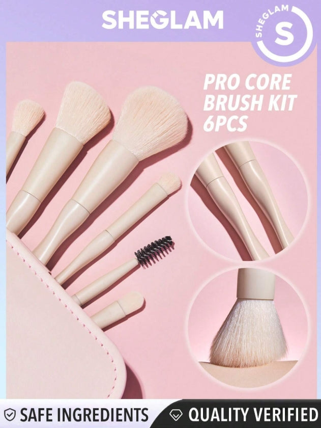 SHEGLAM Pro Core Brush Kit 6 Pcs/Set Professional Makeup Brushes Soft Brush Set With Face Brush