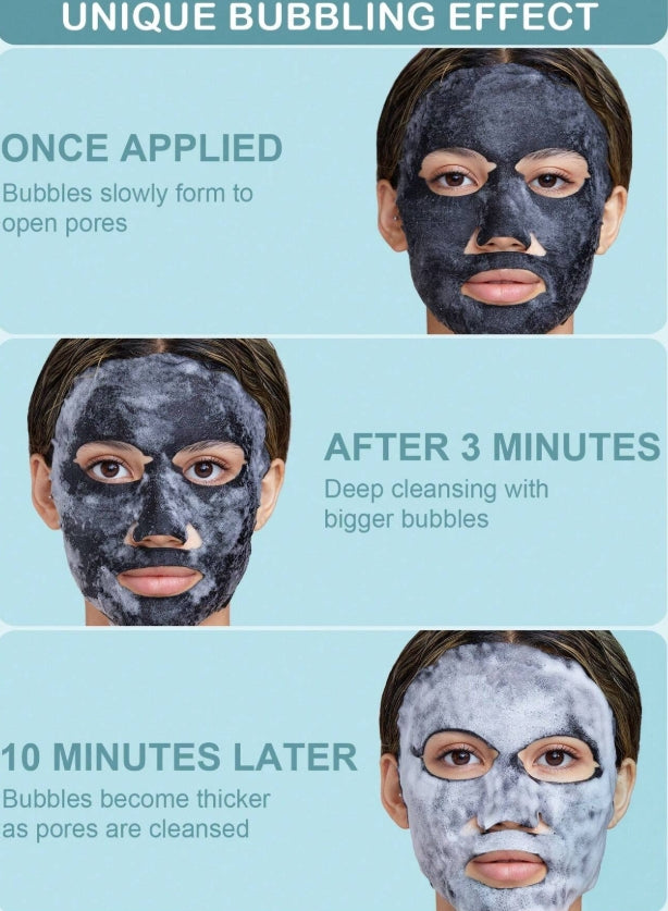 SlowSunday Deep Cleansing , Moisturizing Charcoal Bubbling Mask 5pcs/Bulk,Korean Mask