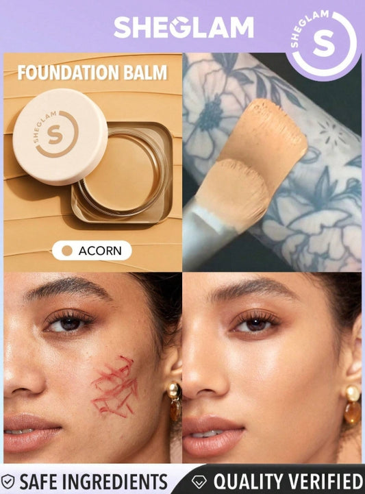 SHEGLAM Full Coverage Foundation Balm-Acorn Long Lasting Full Cover Poreless Flawless Non-Fading Oil
