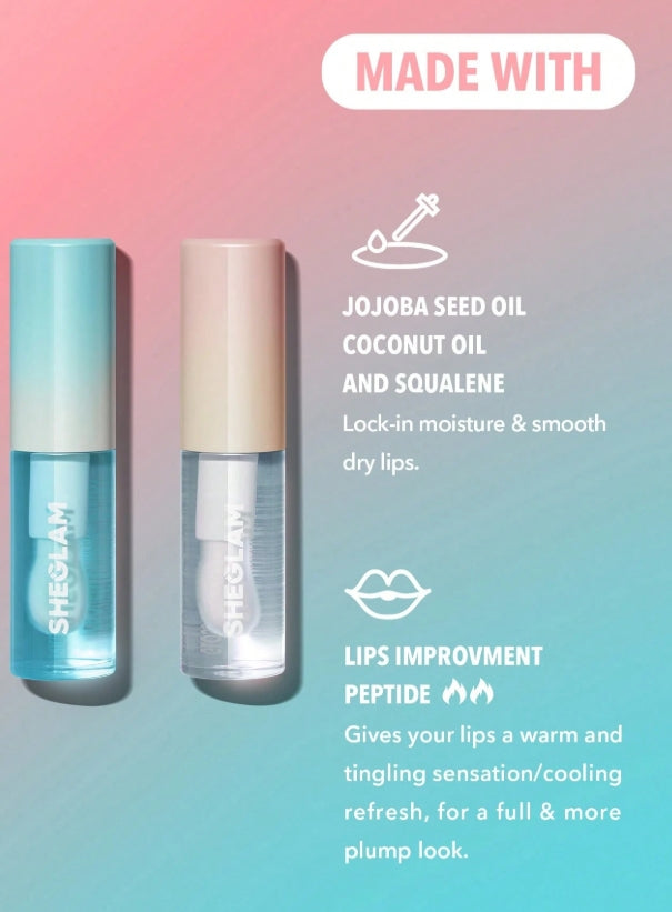SHEGLAM Plump Addict Hot & Cold Gloss Duo 2 Pcs/Set Instant Volumising Lip Gloss Set High Shine Finish