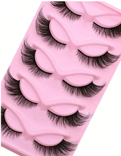 5 paires de faux-cils en œil de chat , faux-cils longs