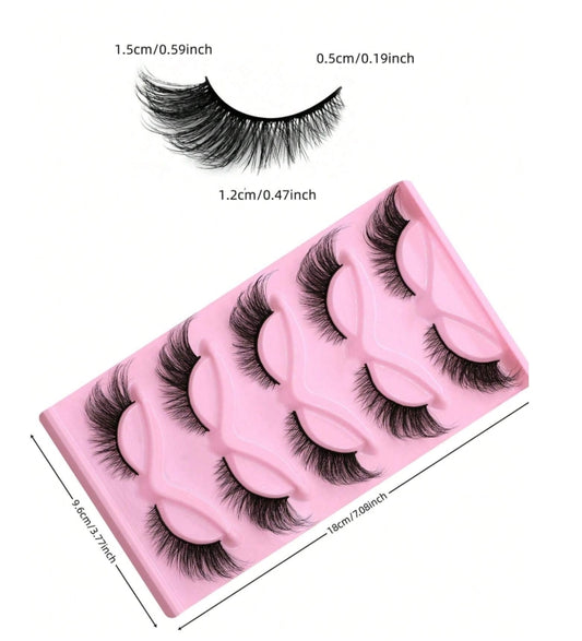 5 paires de faux-cils en œil de chat , faux-cils longs