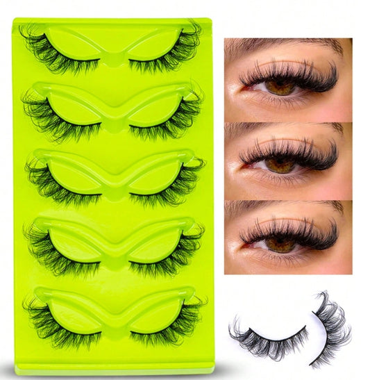 5 Paires De Cils D'œil De Chat 6d Faux Mink Cils Ailes