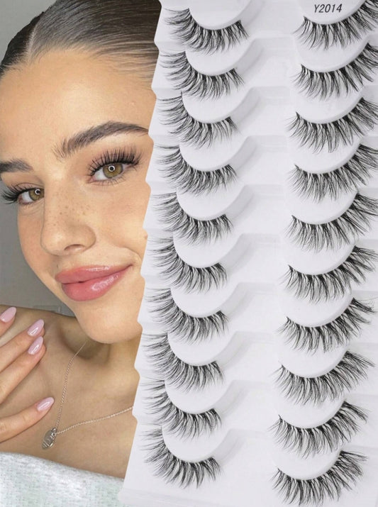 10 paires de faux cils strip naturels