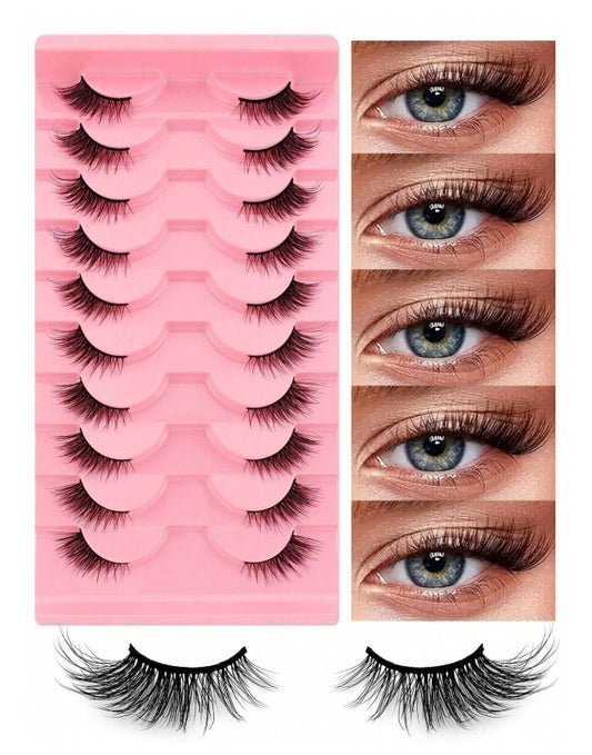 10 paires de faux-cils mi-longueur au look naturel