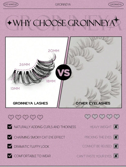 GROINNEYA 10 paires de faux cils dramatiques surdimensionnés