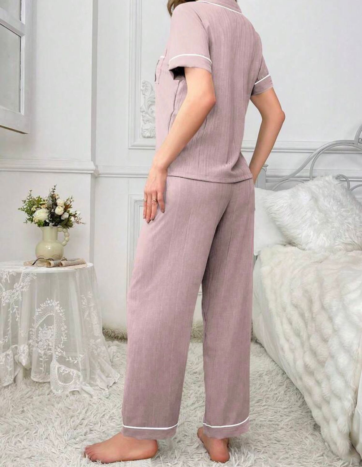 Bear Embroidery Contrast women PJ